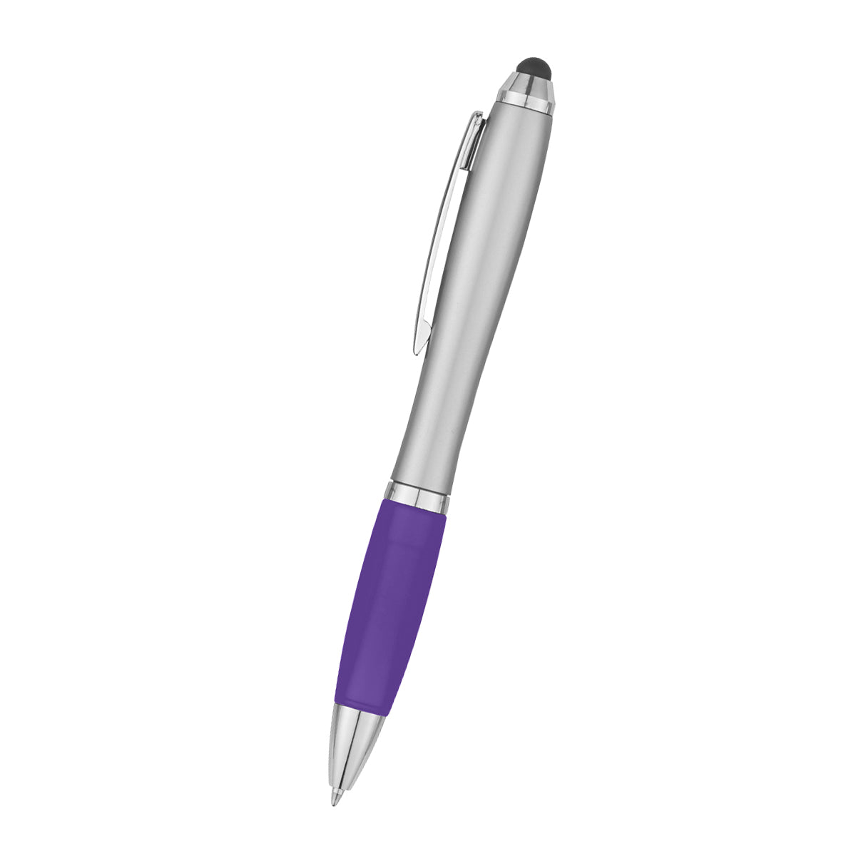 Satin Stylus Pen - Silver With Purple