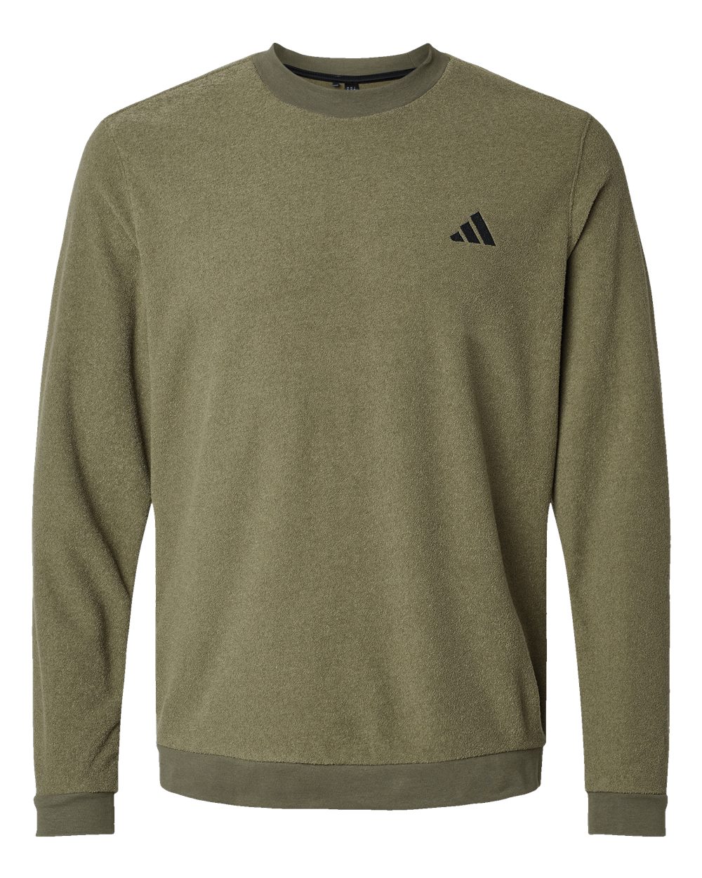 Adidas Men's Terry Loop Crewneck Sweatshirt - Olive Strata