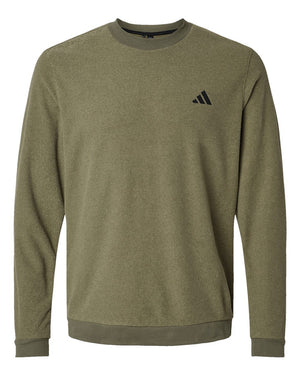 Adidas Men's Terry Loop Crewneck Sweatshirt - Olive Strata