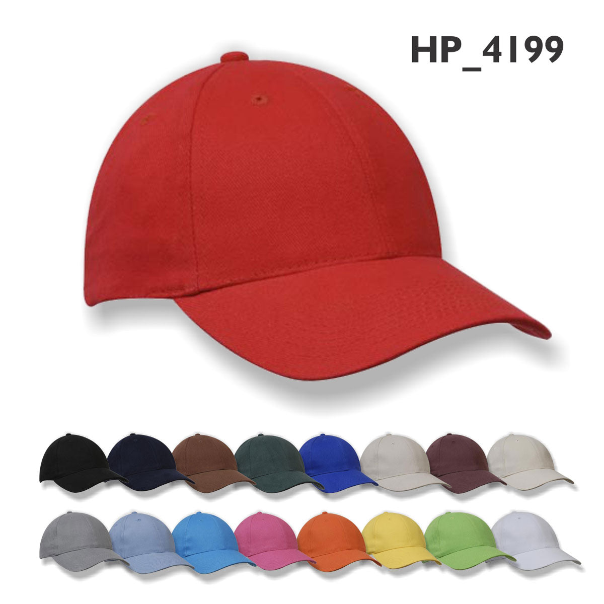 6 Piece Heavy Brush Cotton Cap Solid - Custom Embroidered