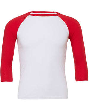 Unisex Three-Quarter Sleeve Baseball T-Shirt - White/Red
