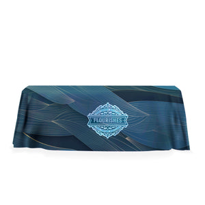 6’ Sublimated Table Cloth, Drape Style, 3 sided, Open Back - White