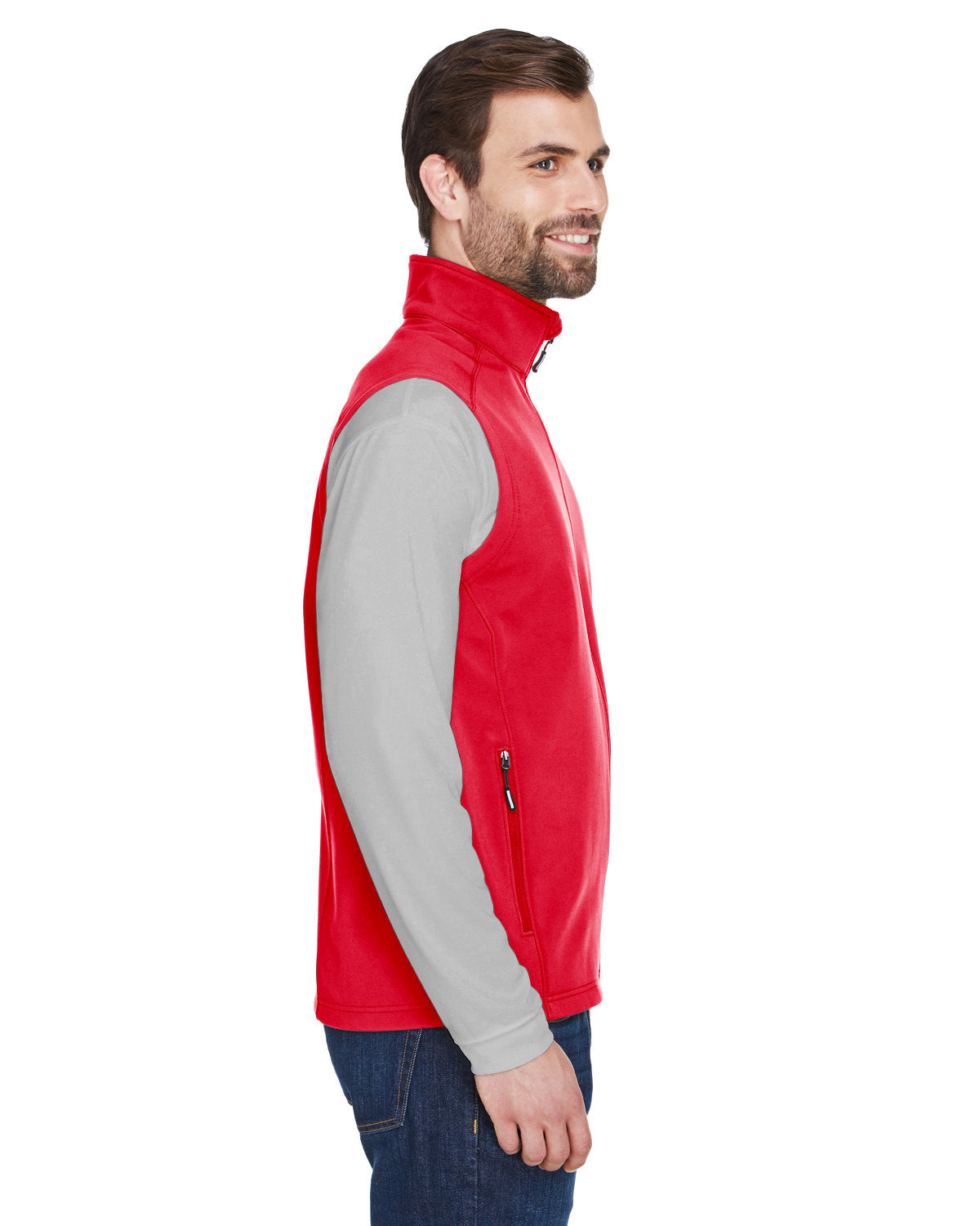 Core365 Men's Cruise Two-Layer Fleece Bonded Soft Shell Vest - Side