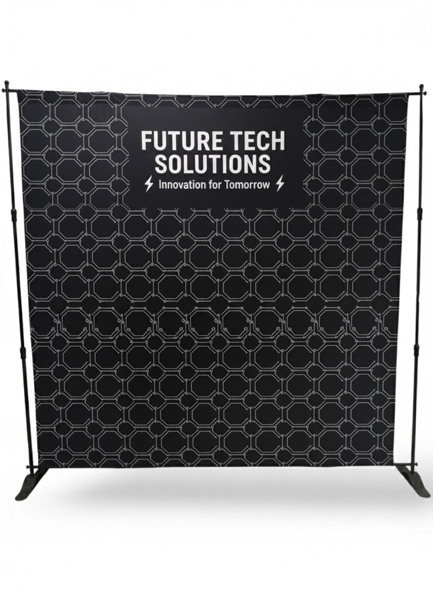 8' Exhibitor Expanding Display Kit, Media Wall, Backdrop, with Full Color Graphics