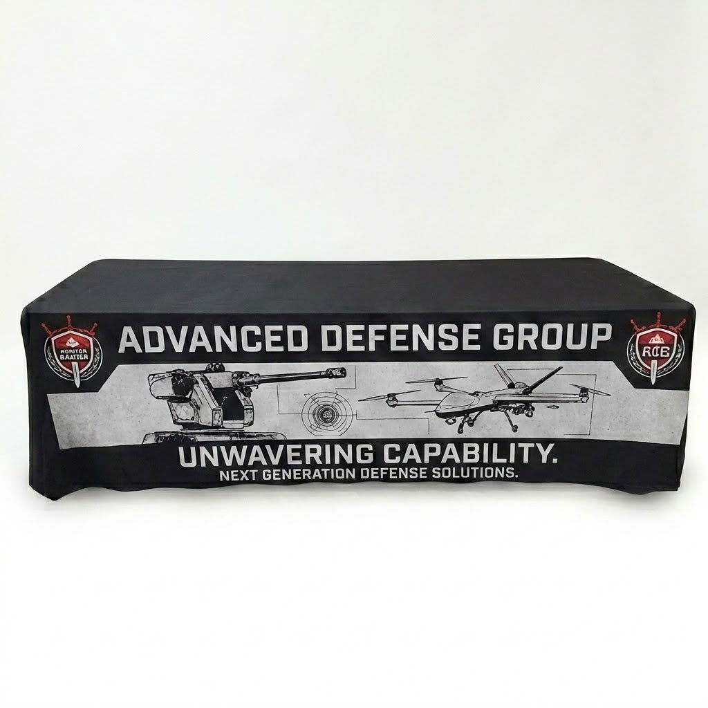 Sublimated Table Cloth for 8' table, Drape style, 4 sided, Closed Back - Various