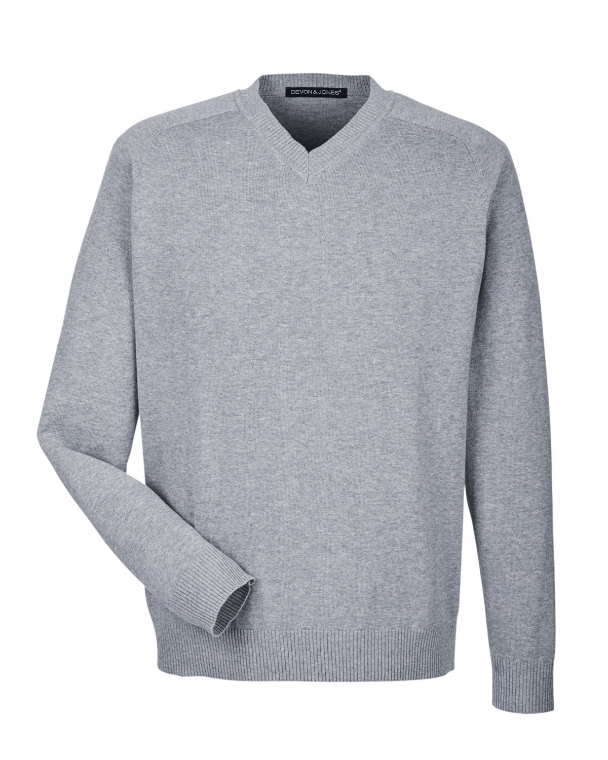 Devon & Jones Men's V-Neck Sweater - Grey Heather