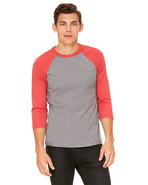 Unisex Three-Quarter Sleeve Baseball T-Shirt - Gry/L Rd Trblnd