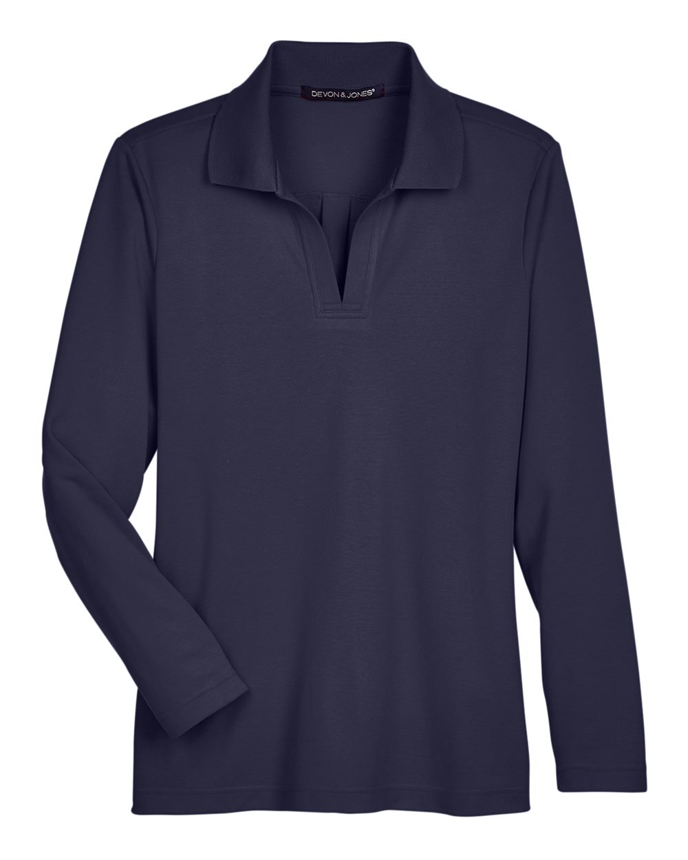 Devon & Jones CrownLux Performance® Ladies' Plaited Long Sleeve Polo - Navy