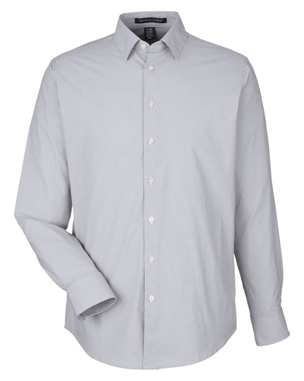 Devon & Jones CrownLux Performance® Men's Microstripe Shirt - Graphite/White