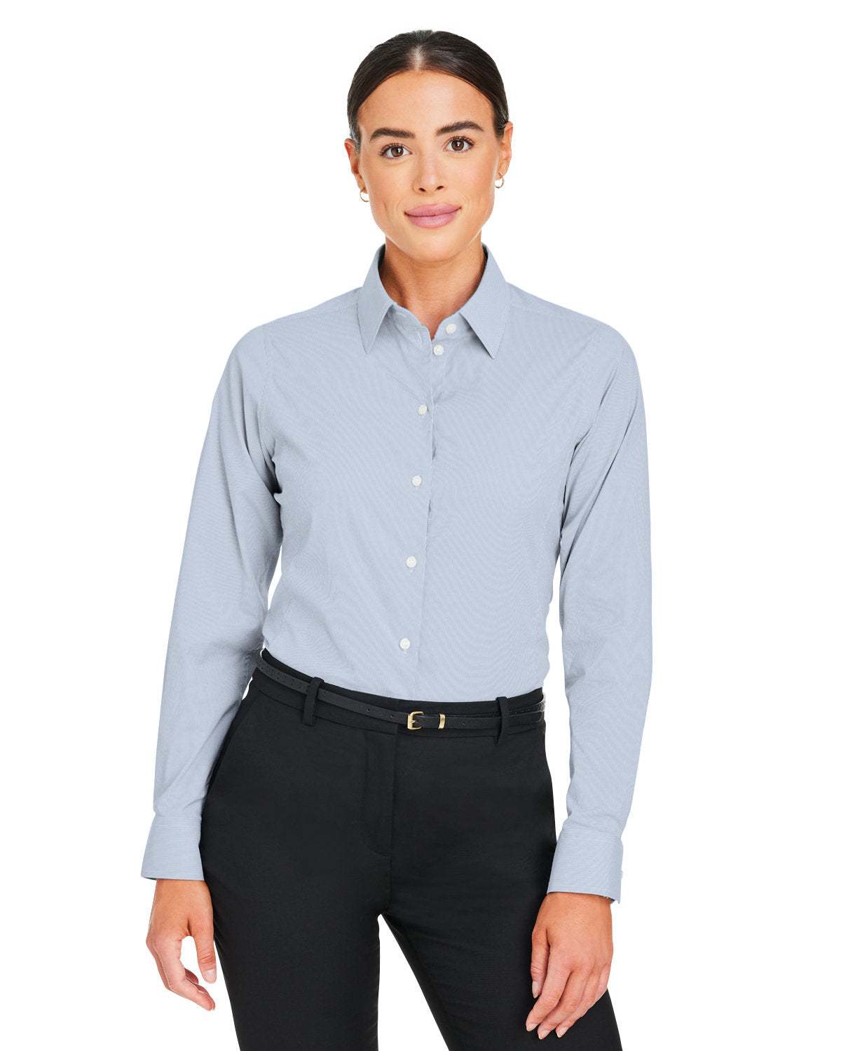 Devon & Jones CrownLux Performance® Ladies' Microstripe Shirt - Front