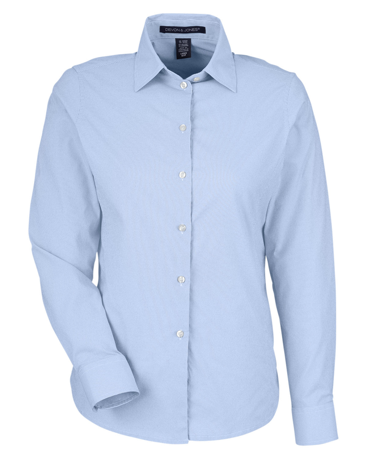 Devon & Jones CrownLux Performance® Ladies' Microstripe Shirt - French Blue/Wht