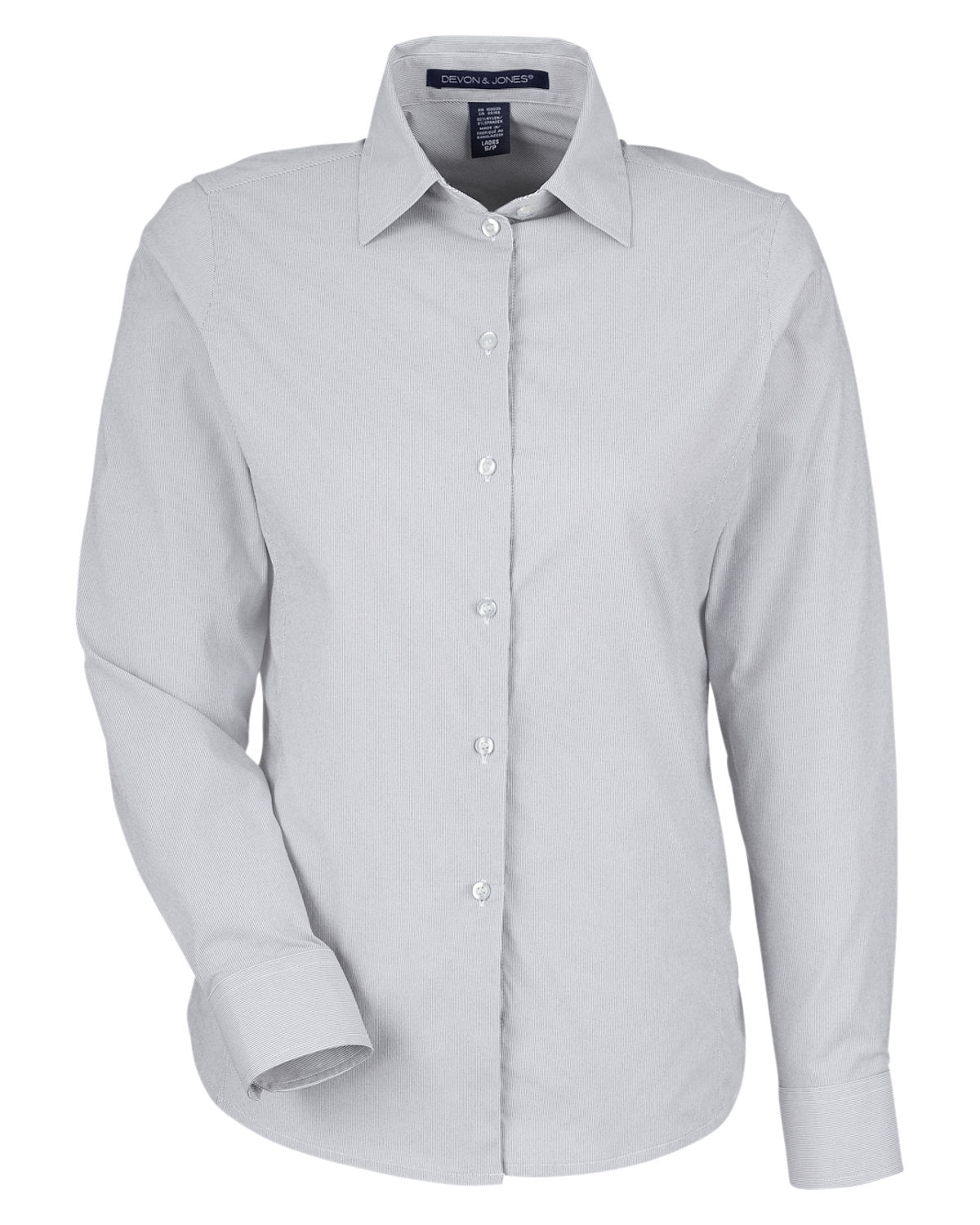 Devon & Jones CrownLux Performance® Ladies' Microstripe Shirt - Graphite/White