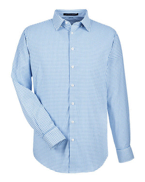 Devon & Jones CrownLux Performance® Men's Micro Windowpane Woven Shirt - French Blue/ White
