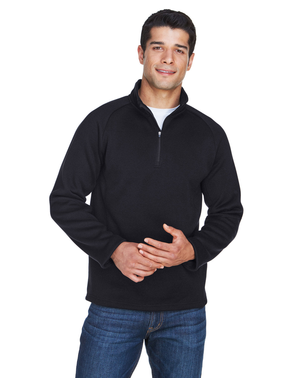 Devon & Jones Adult Bristol Sweater Fleece Quarter-Zip - Front