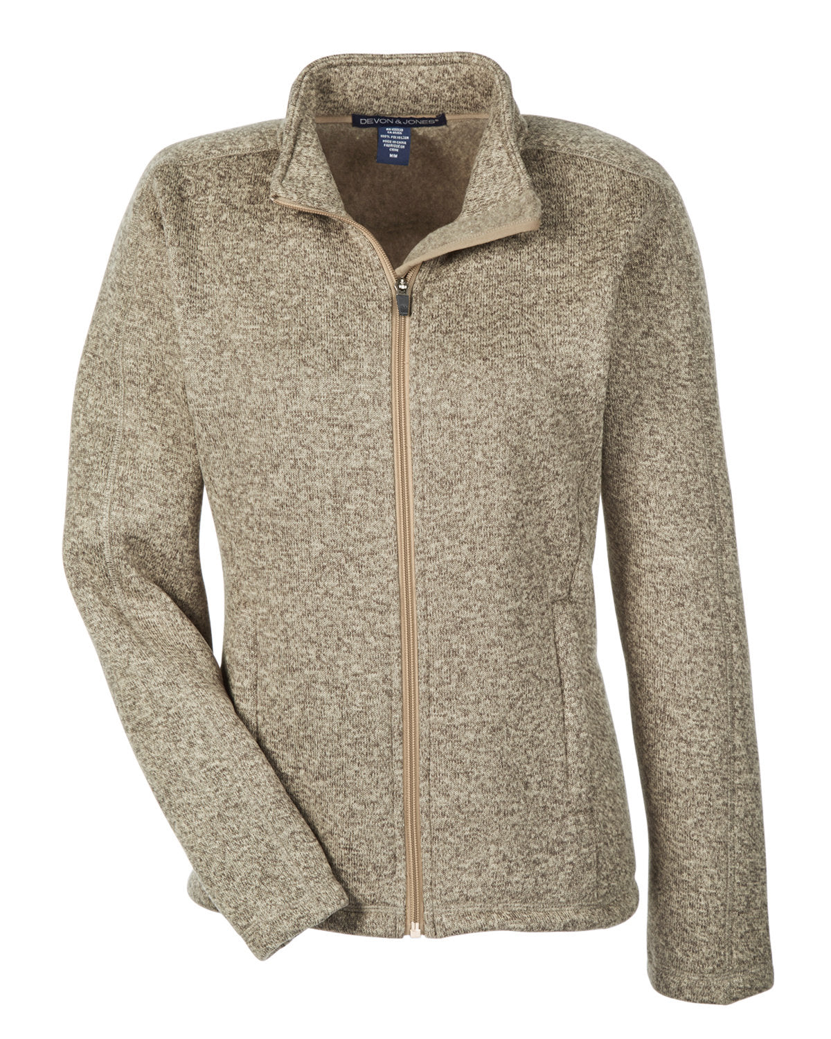 Devon & Jones Ladies' Bristol Full-Zip Sweater Fleece Jacket - Khaki Heather