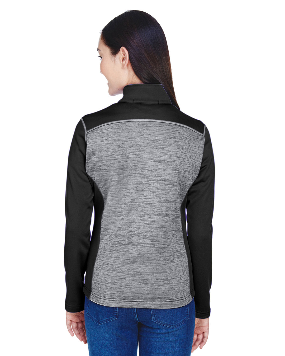 Devon & Jones Ladies' Newbury Colorblock Mélange Fleece Full-Zip - Back