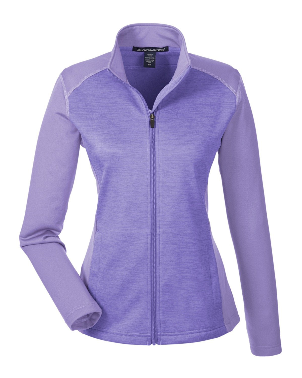 Devon & Jones Ladies' Newbury Colorblock Mélange Fleece Full-Zip - Grape Hth