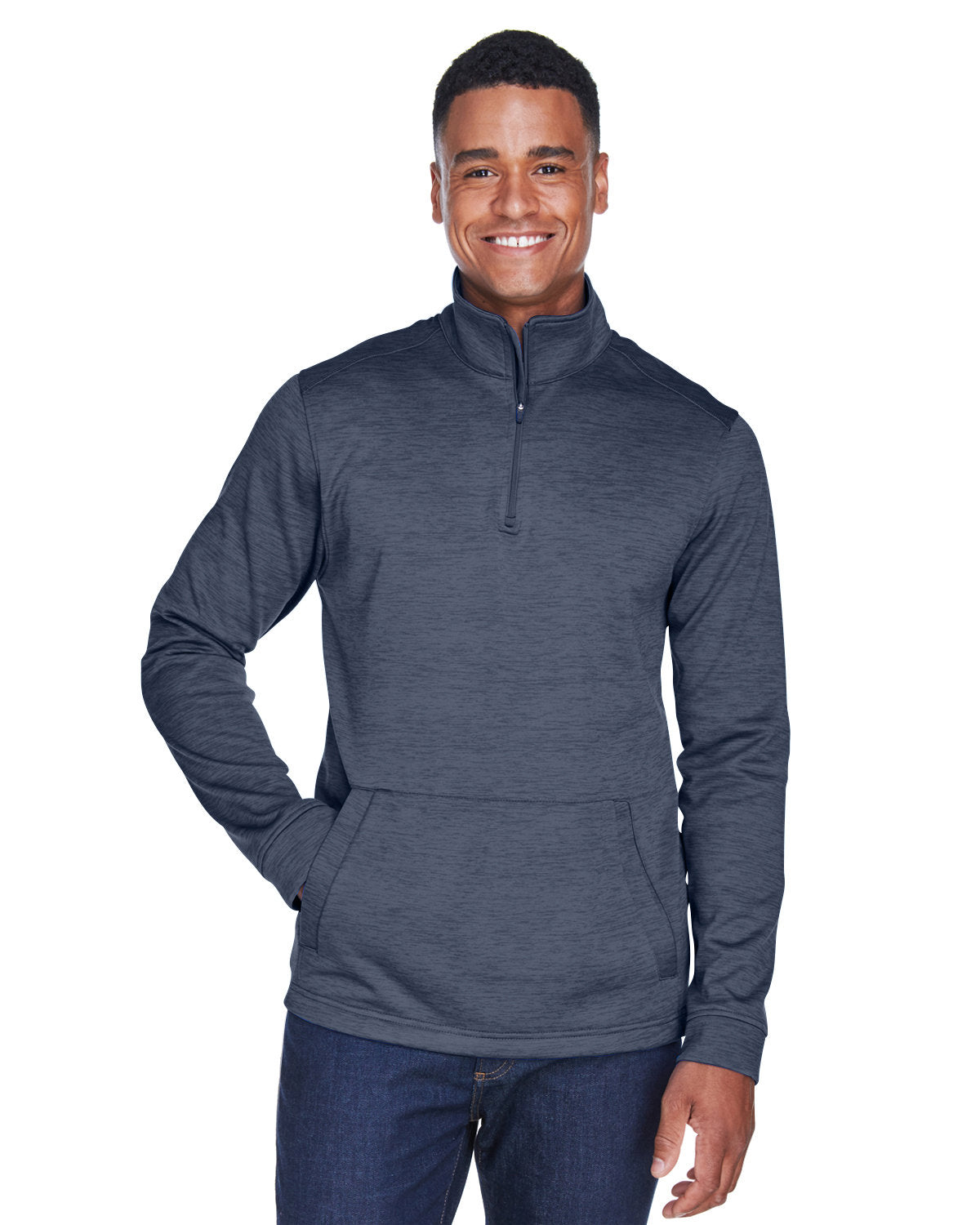 Devon & Jones Men's Newbury Mélange Fleece Quarter-Zip - Front