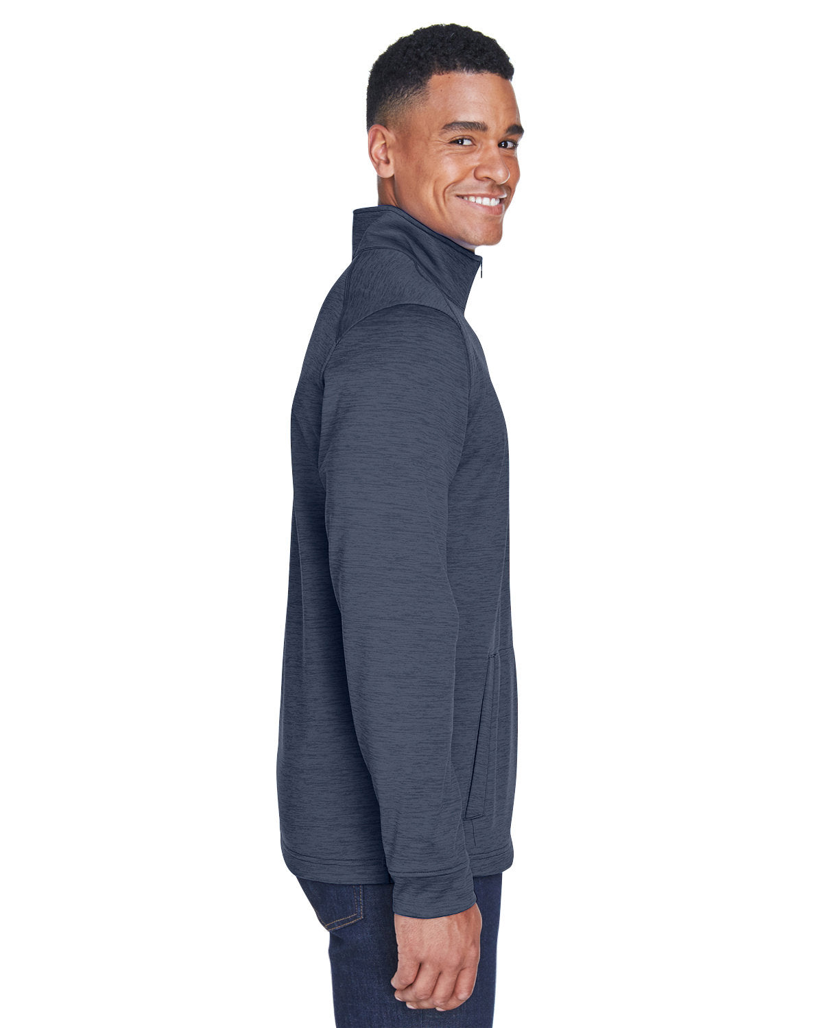 Devon & Jones Men's Newbury Mélange Fleece Quarter-Zip - Side