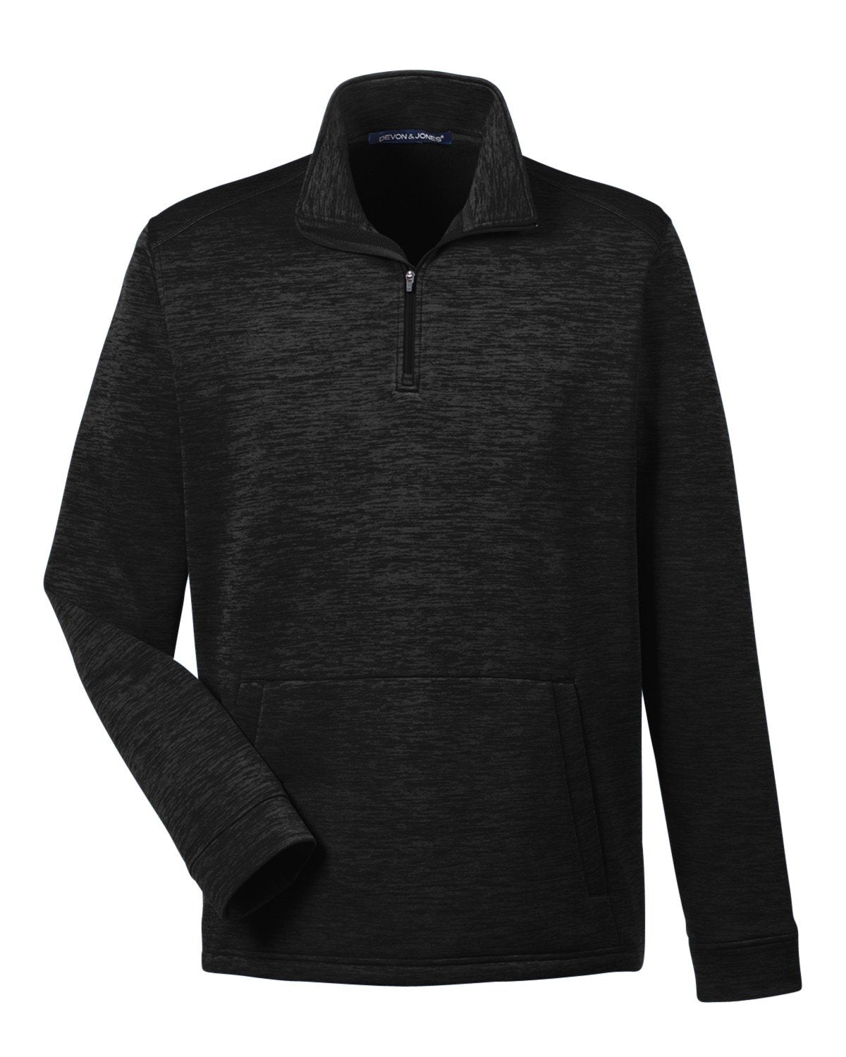 Devon & Jones Men's Newbury Mélange Fleece Quarter-Zip - Black Heather