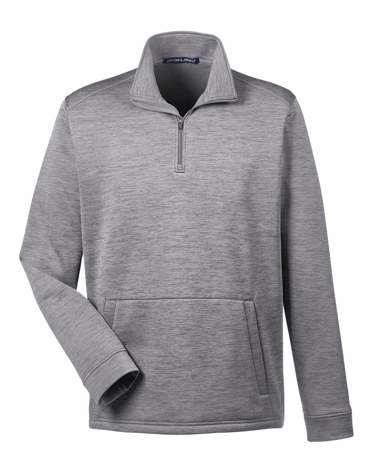 Devon & Jones Men's Newbury Mélange Fleece Quarter-Zip - Dark Grey Heathr