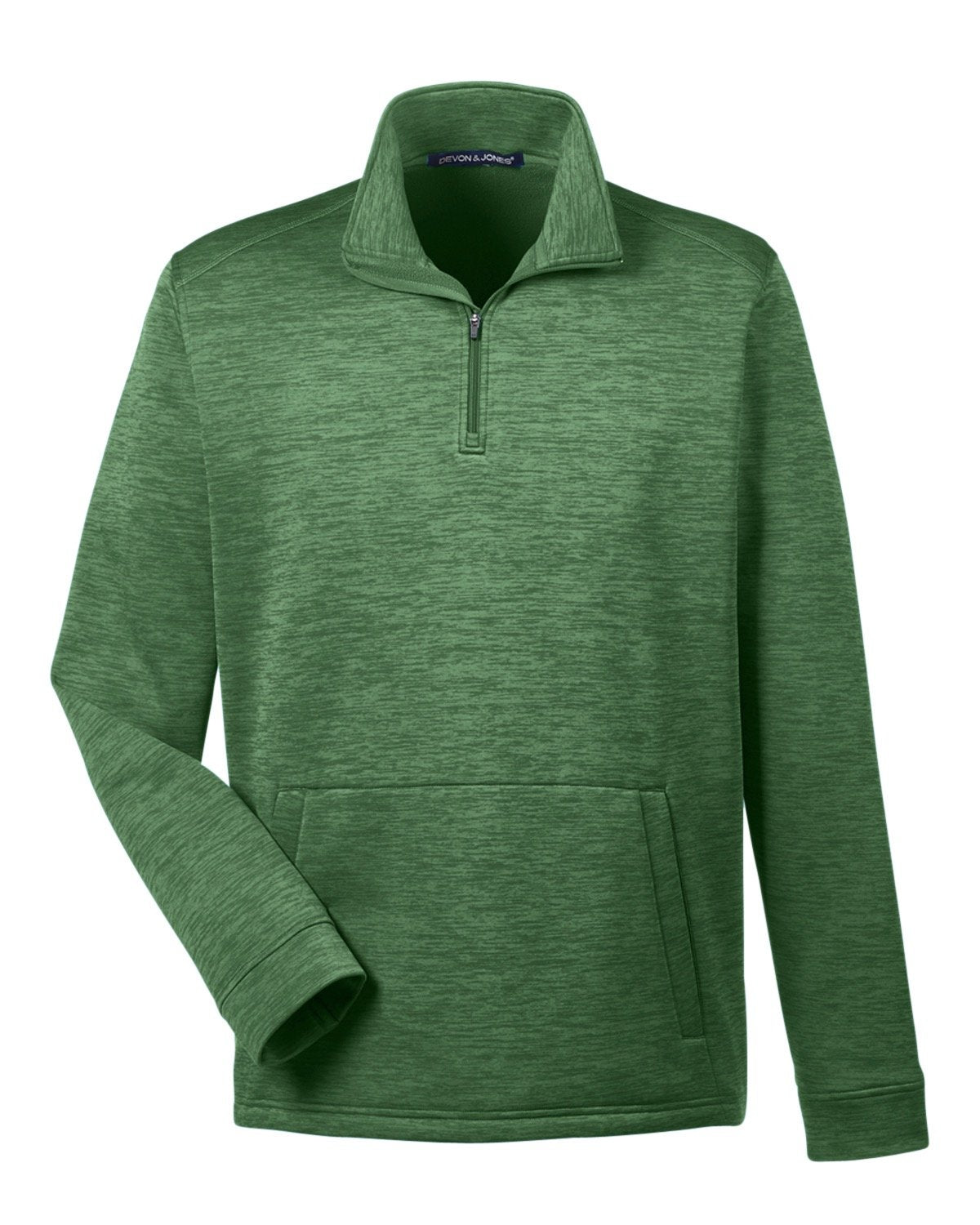 Devon & Jones Men's Newbury Mélange Fleece Quarter-Zip - Forest Heather