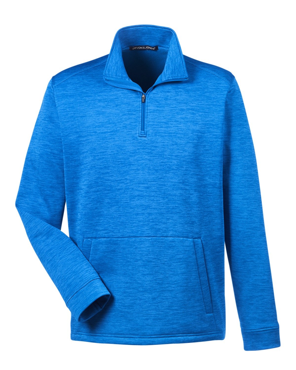 Devon & Jones Men's Newbury Mélange Fleece Quarter-Zip - French Blue Hthr