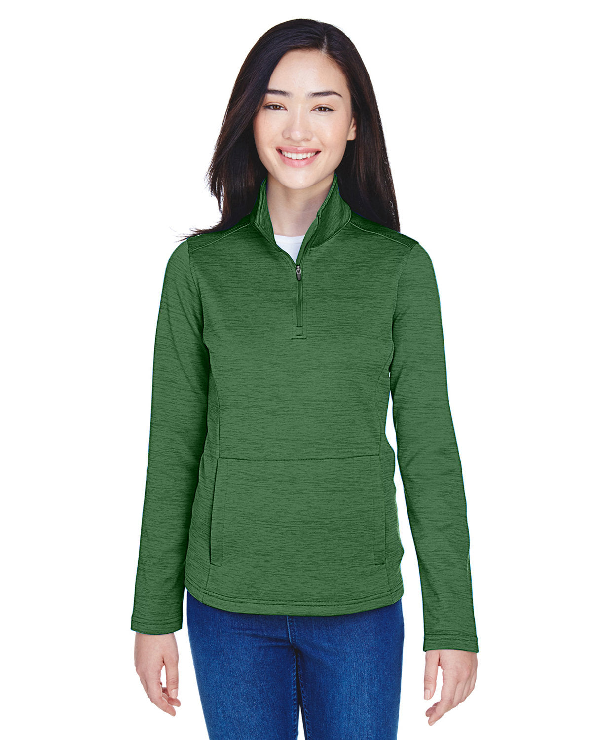 Devon & Jones Ladies' Newbury Mélange Fleece Quarter-Zip - Front