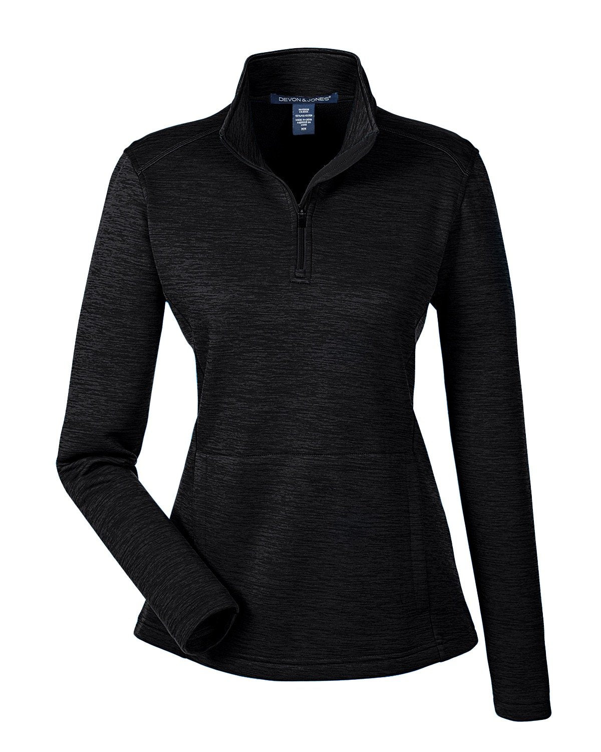 Devon & Jones Ladies' Newbury Mélange Fleece Quarter-Zip - Black Heather