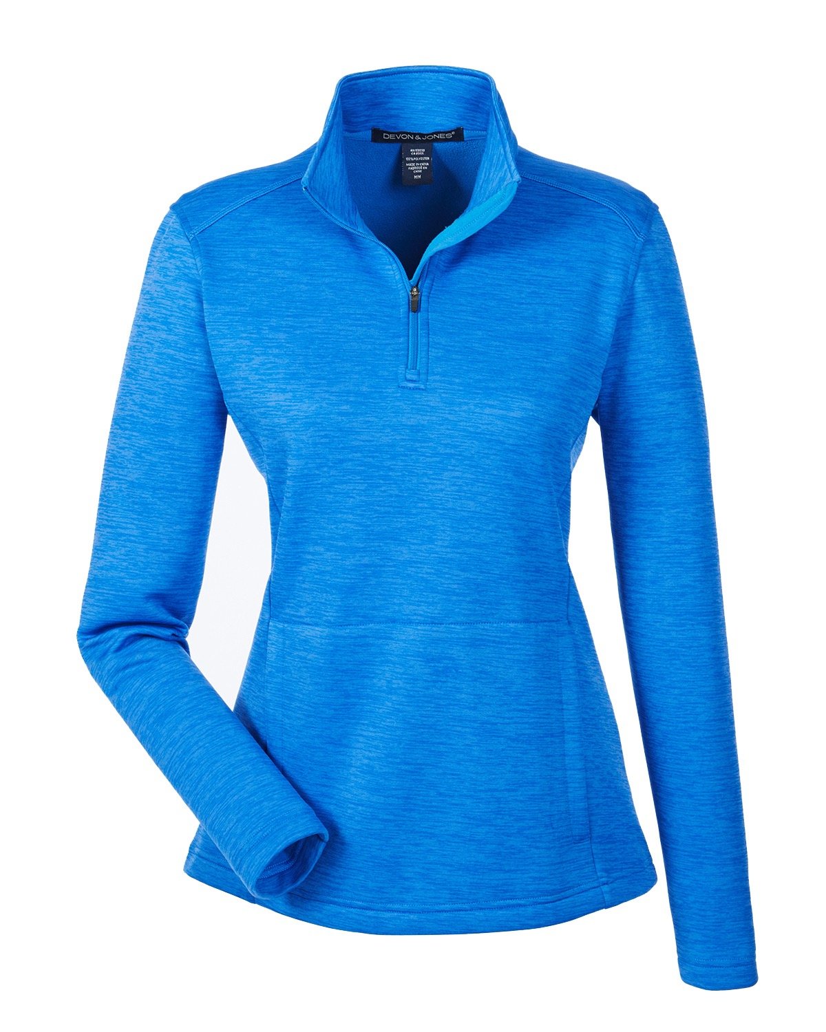 Devon & Jones Ladies' Newbury Mélange Fleece Quarter-Zip - French Blue Hthr