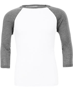 Unisex Three-Quarter Sleeve Baseball T-Shirt - White/Deep Hthr