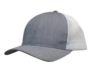 Light Brushed Poly Cotton Marle With Honeycomb Mesh - Grey/White