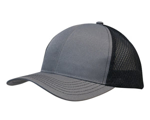 Breathable Poly Twill With Honeycomb Mesh - Charcoal/Black