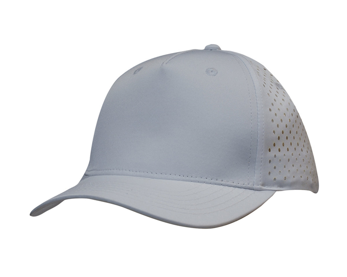 5 Panel Premium Pioneer Sports Twill With Tear Drop Perforations - White
