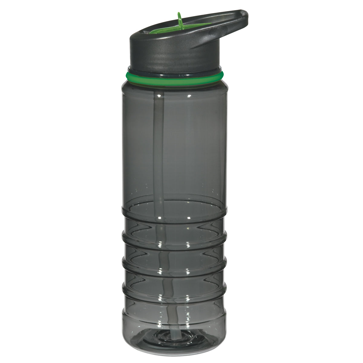 24 oz Gripper Bottle with Straw - Charcoal With Green
