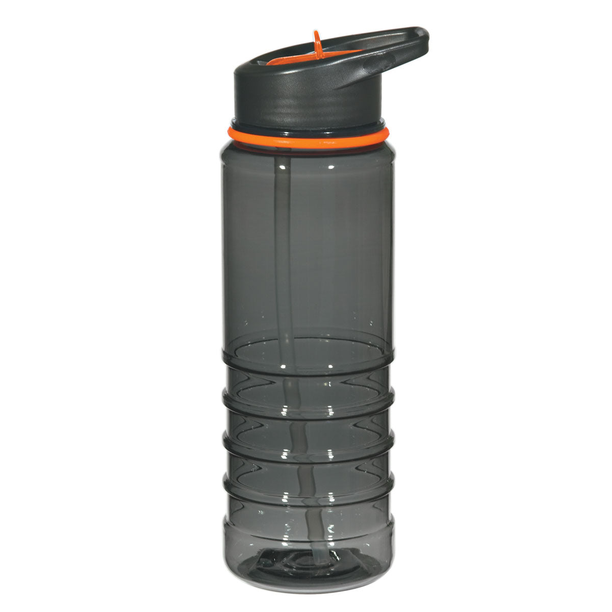 24 oz Gripper Bottle with Straw - Charcoal With Orange