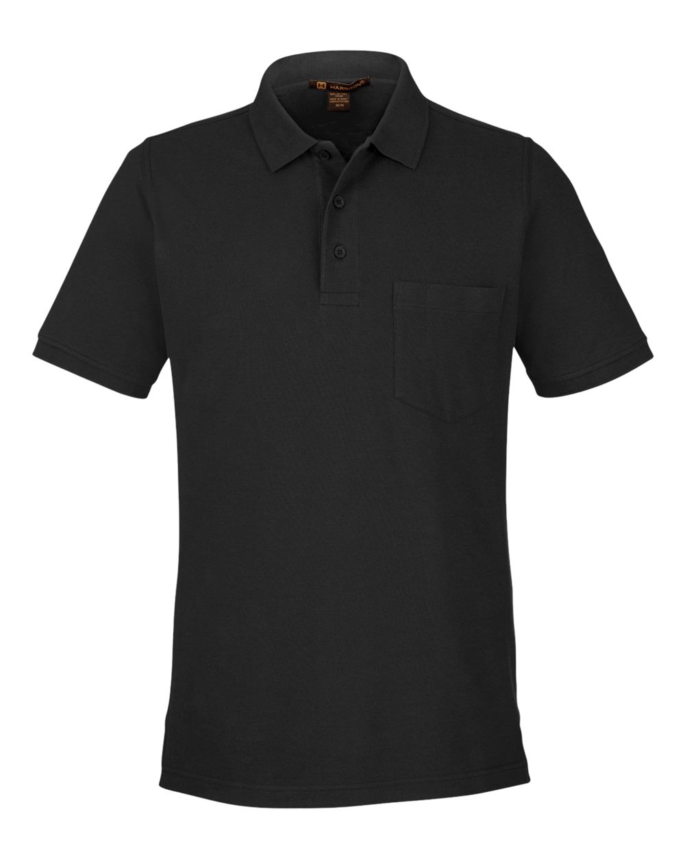 Harriton Men's Valiant Cotton Snag Protect Pocket Polo - Black