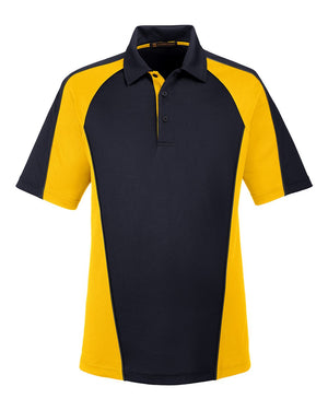 Harriton Men's Advantage Snag Protection Plus IL Colorblock Polo - Black/ Sunray Yellow/ Dark Charcoal