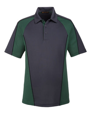 Harriton Men's Advantage Snag Protection Plus IL Colorblock Polo - Dark Charcoal/ Dark Green/ Black