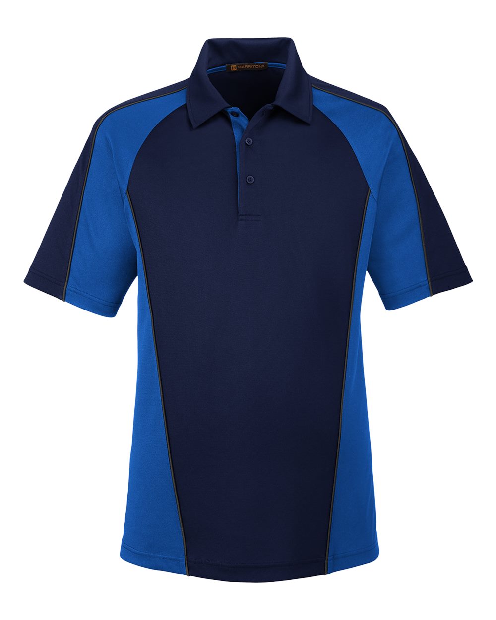 Harriton Men's Advantage Snag Protection Plus IL Colorblock Polo - Dark Navy/ True Royal/ Dark Charcoal