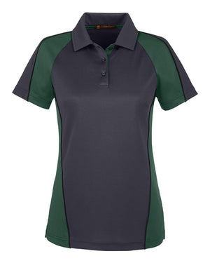 Harriton Ladies' Advantage Snag Protection Plus IL Colorblock Polo - Dark Charcoal/ Dark Green/ Black