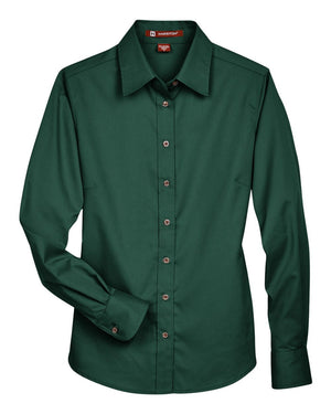 Harriton Women's Easy Blend™ Long Sleeve Twill Dress Shirt with Stain-Release - Hunter