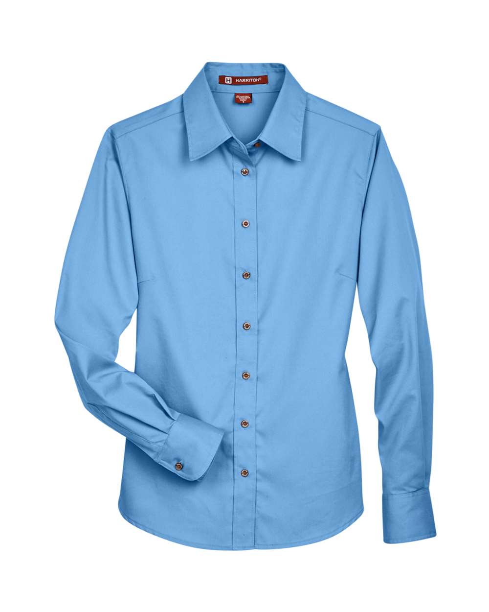 Harriton Women's Easy Blend™ Long Sleeve Twill Dress Shirt with Stain-Release - Light College Blue