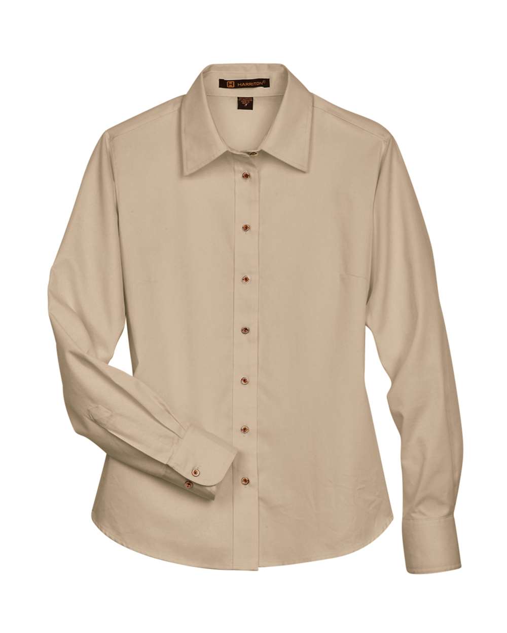 Harriton Women's Easy Blend™ Long Sleeve Twill Dress Shirt with Stain-Release - Stone