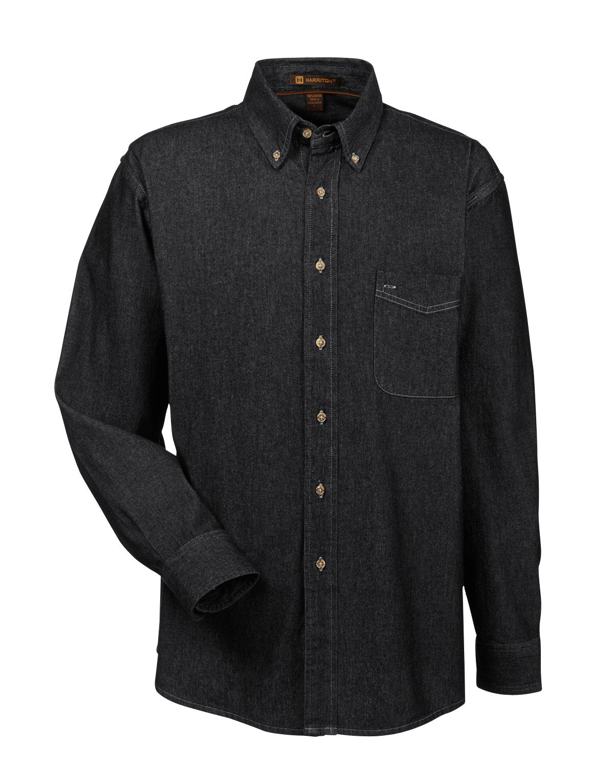 Harriton Men's Long-Sleeve Denim Shirt - Washed Black