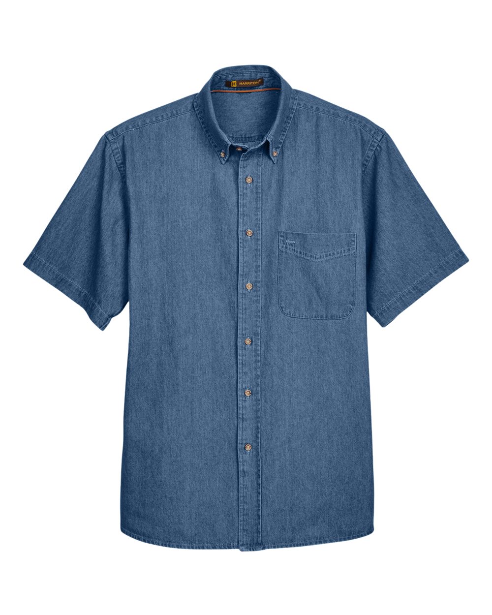 Harriton Men's Short-Sleeve Denim Shirt - Light Denim