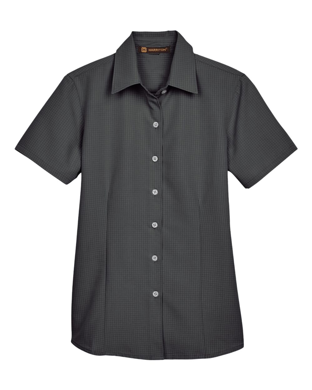 Harriton Ladies' Barbados Textured Camp Shirt - Black