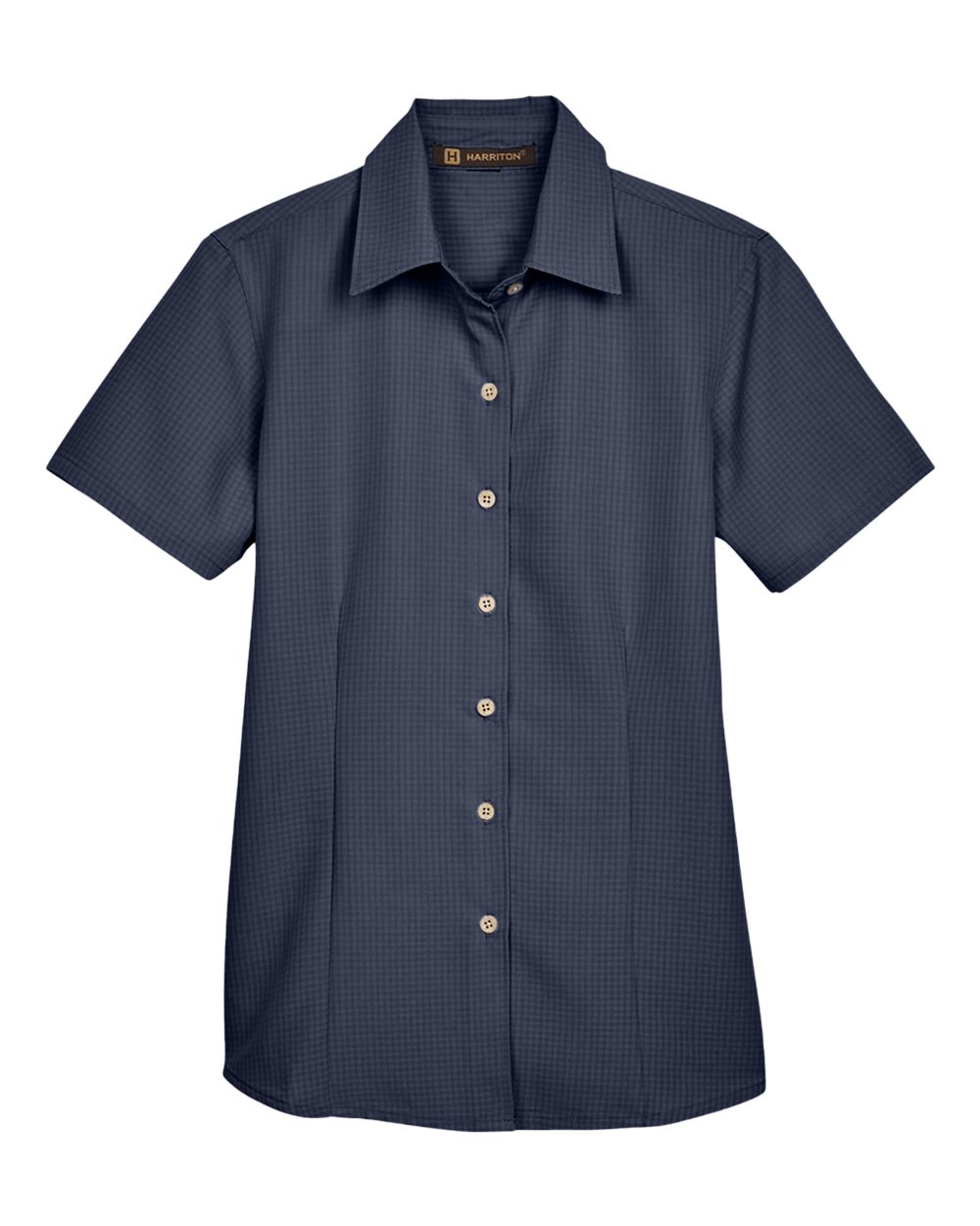 Harriton Ladies' Barbados Textured Camp Shirt - Navy