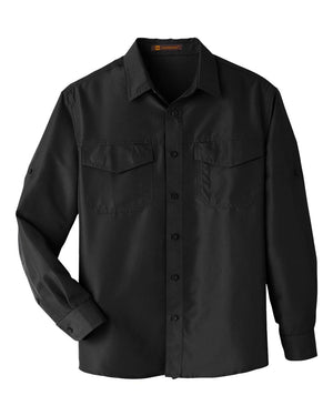 Harriton Men's Key West Long-Sleeve Performance Staff Shirt - Black