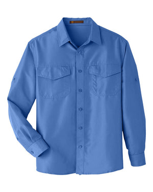 Harriton Men's Key West Long-Sleeve Performance Staff Shirt - Pool Blue